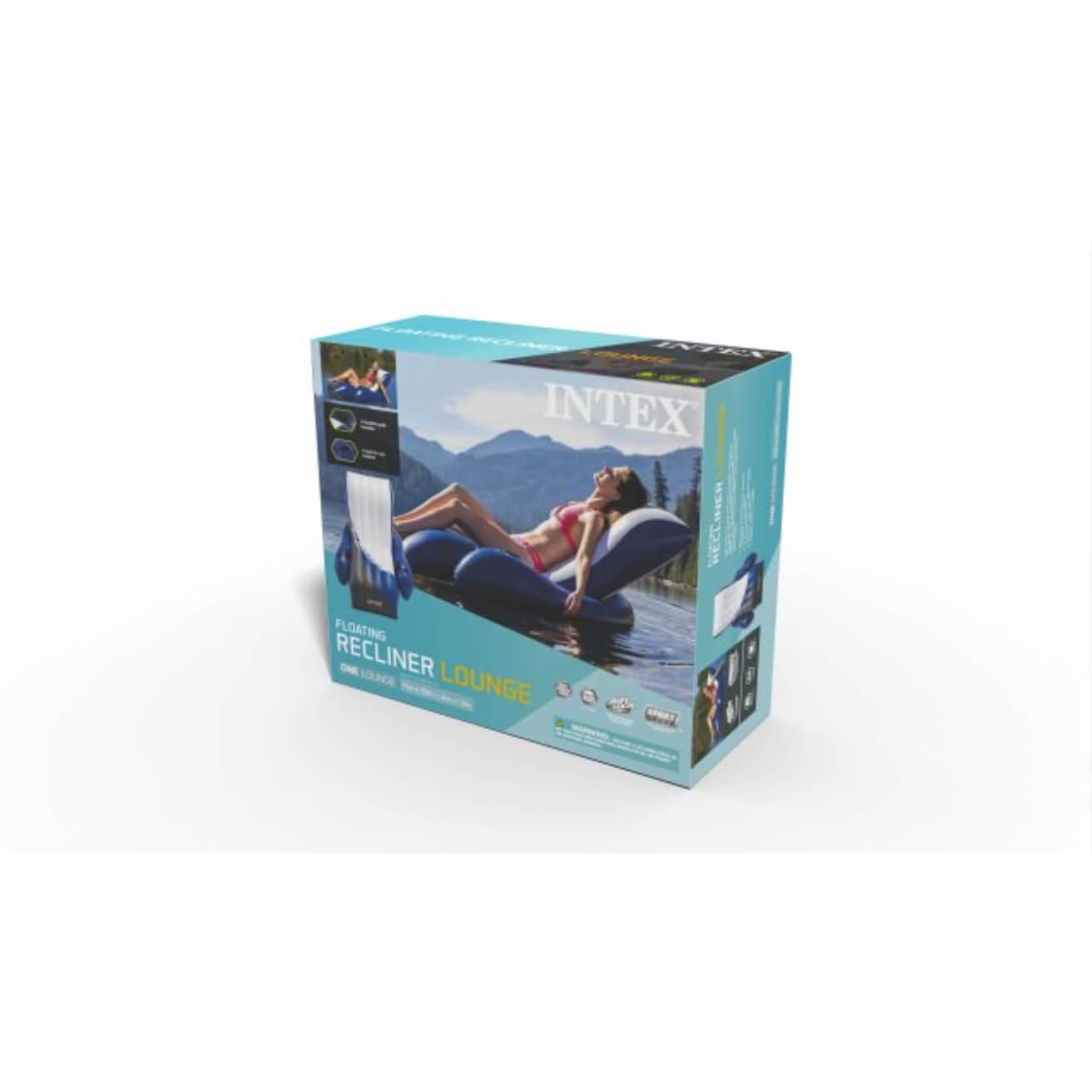 Intex Floating Recliner Lounge, Inflatable Pool Lounger with Cup Holders and Backrest