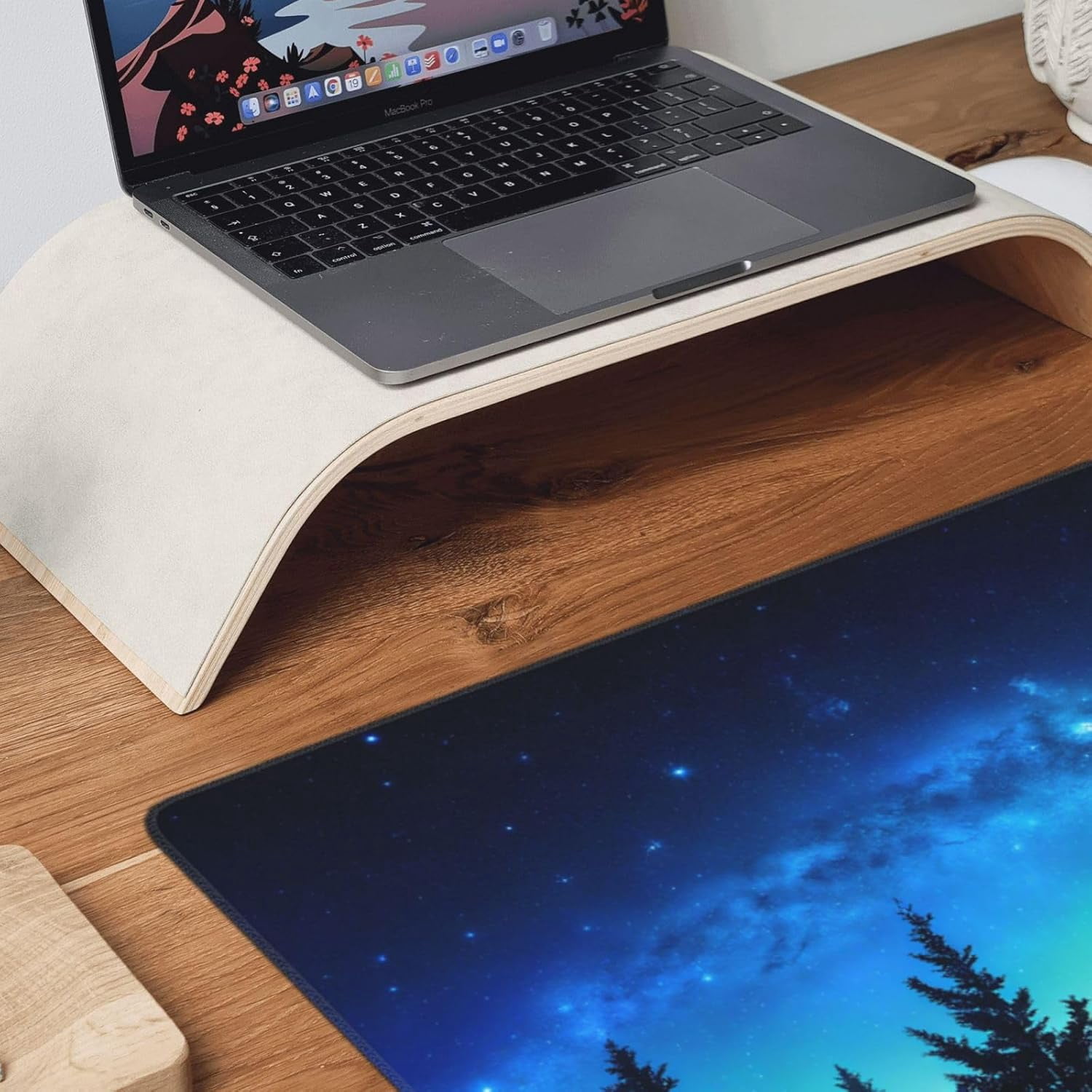 Gaming Mouse Pad,Large Mouse Pads for Desk,Non-Slip Rubber Base Extended Mousepad,XXL Keyboard Mouse Mat,Stitched Edges Computer Keyboard Desk Pad,35.4x15.8inch,Forest Moonlight