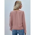 thumbnail image 3 of Round Neck Swiss Dot Cutout Front Long Sleeve Blouse for Women, 3 of 3