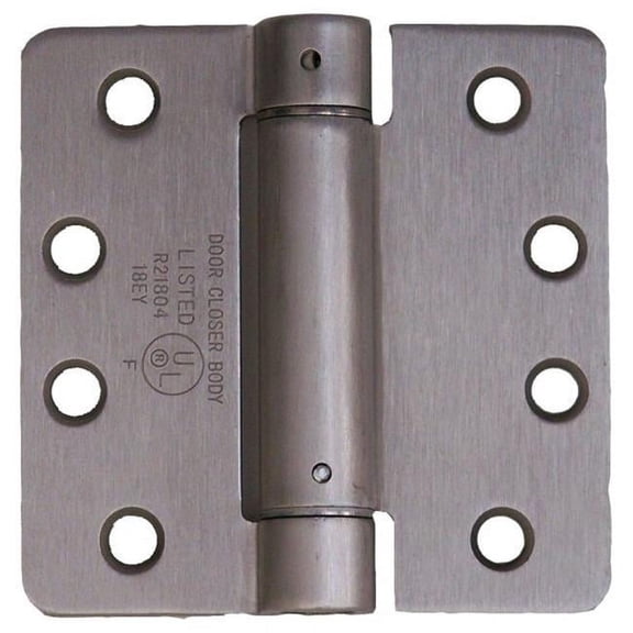 4 x 4 in. - 0.25 in. Radius Corner UL Listed Spring Hinge, Satin Nickel