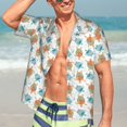 thumbnail image 4 of Uemuo Sea Turtle Printed Regular Fit Short Sleeve Casual Hawaiian Shirt for Men,Aloha shirt,Tropical shirt,Floral print shirt,Vacation Beach shirt-, 4 of 9