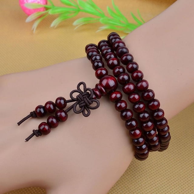 Actividades de regalo Cuentas 108 Cuentas de sándalo rojo de imitación Pulsera Pulsera Joyería Accesorio versátil