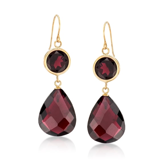 Ross-Simons 22.00 ct. t.w. Garnet Drop Earrings in 14kt Yellow Gold, Women's, Adult