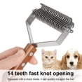 thumbnail image 4 of Peine para quitar el pelo de mascotas, rastrillo para quitar la capa inferior para perros y gatos con cuchillas de acero inoxidable, 4 of 5