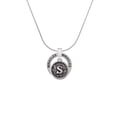 thumbnail image 2 of Delight Jewelry Silvertone Antiqued Round Seal - Initial - S - Miracles Ring Charm Necklace, 18", 2 of 4