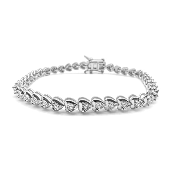 Real Genuine Diamond 0.50 Cwt Natural Heart Shape Tennis Bracelet, Bangle Diamond Bracelet, Christmas Gift, Gift For Her
