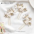 thumbnail image 2 of Bride White Flower Wedding Hair Pins Clips Rhinestone Silver Bridal Hair Piece Accessories for Women, Set of 3 (Silver), 2 of 4