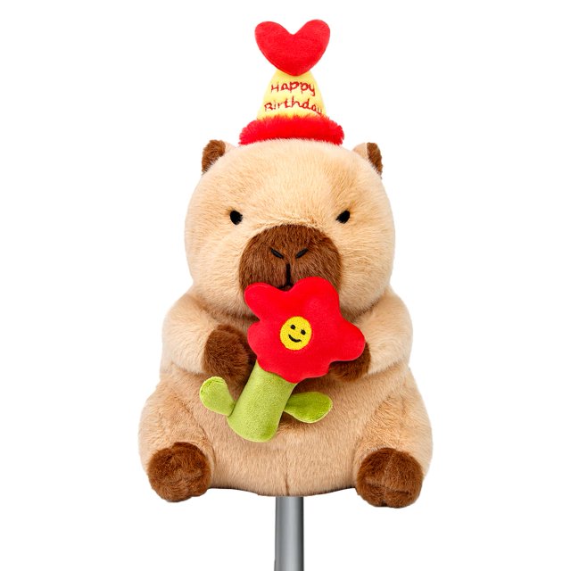 Funda de Peluche Capibara de Cumpleaños para Cabeza de Palo de Golf