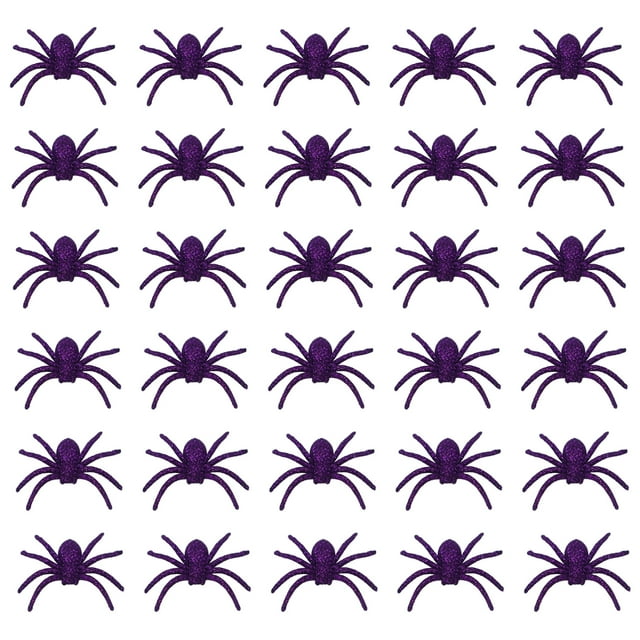 Bewildely 30 piezas de arañas con purpurina fina y brillante, juguetes de araña para trucos de araña, decoraciones de plástico duradero para Kits de decoración para fiestas violeta