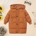 thumbnail image 2 of lnmuld Kids Down Jacket Girls Long Down Coat Warm Winter Jacket with Insulation for Cold Weather Outdoor Activities Solid Color Size:6-7 Years, 2 of 4