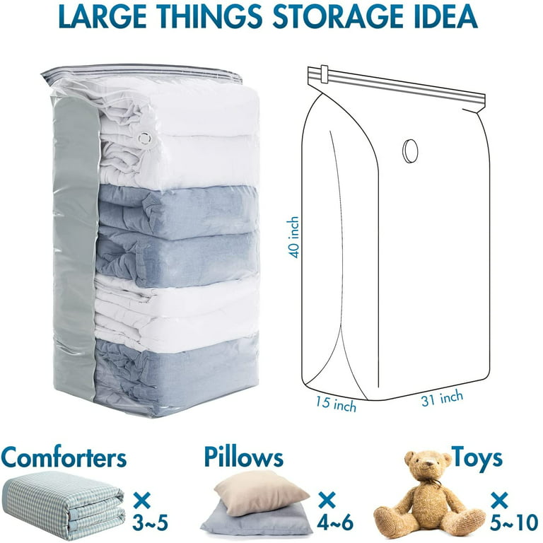 EFISH Cube Space Saver Vacuum Storage Bags Jumbo 4 Pack of 31x40x15 inch Large Vacuum Bags for Comforters and Blankets Storage Bags Vacu, Size: ‎31 x 15 x