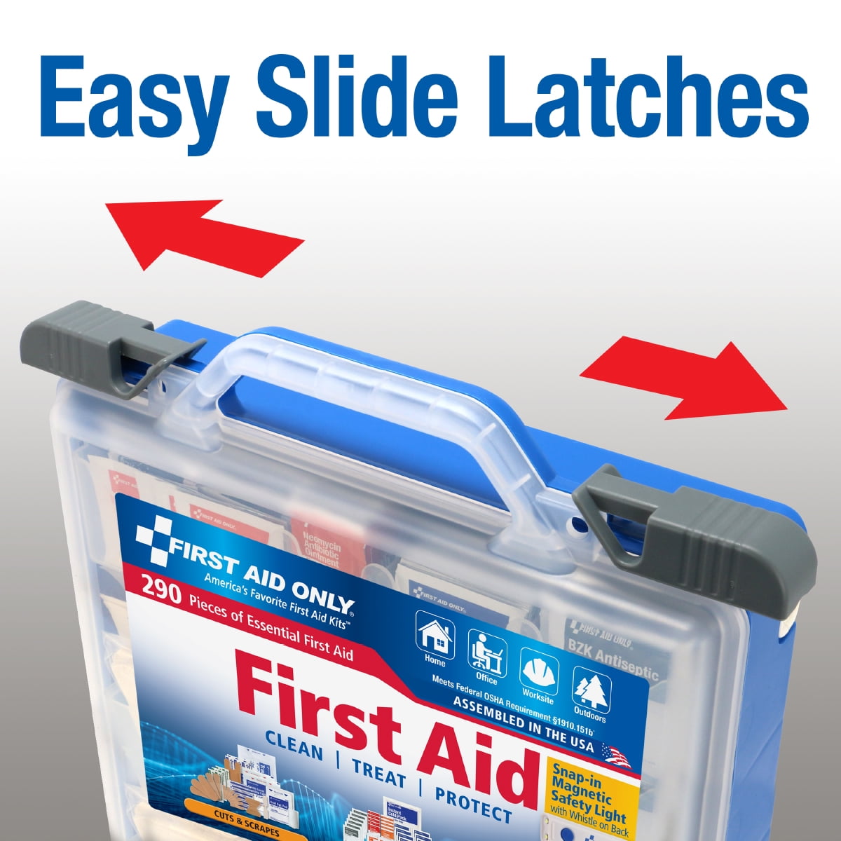 First Aid Only OSHA-Compliant 290-Piece All-Purpose First Aid Kit with Magnetic Flashlight