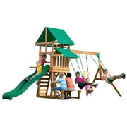 Backyard Discovery Belmont Cedar Wood Swing Set, Slide, Play Deck, Rock Wall Ladder
