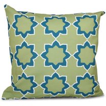 Simply Daisy 16" x 16" Bohemian 2 Geometric Outdoor Pillow, Green