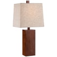 thumbnail image 2 of 360 Lighting Modern Rustic Accent Table Lamp 23" High Faux Wood Rectangular Block Brown Tan Fabric Shade for Bedroom Living Room House Home Bedside, 2 of 8