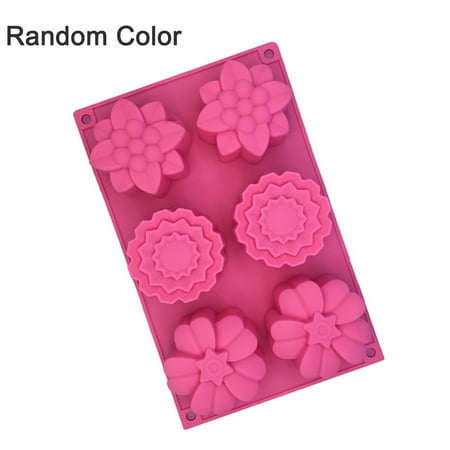 

Cake Mold Baking Moulds DIY 6 flowers Silicone Pudding Chocolate Rose Shape Bakeware Color Random