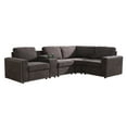 thumbnail image 5 of PonLiving Brown Flannel 5-Pieces USB and power outlet Living Room Sofa Set, 5 of 5