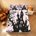 thumbnail image 4 of Homewish Halloween Spooky Haunted House Queen Sheets for Girls, Owl Bat Tombstone Queen Sheet Sets, Pink Black, 4 Pieces (1 Flat Sheet, 1 Fitted Sheet and 2 Pillowcases), 4 of 5