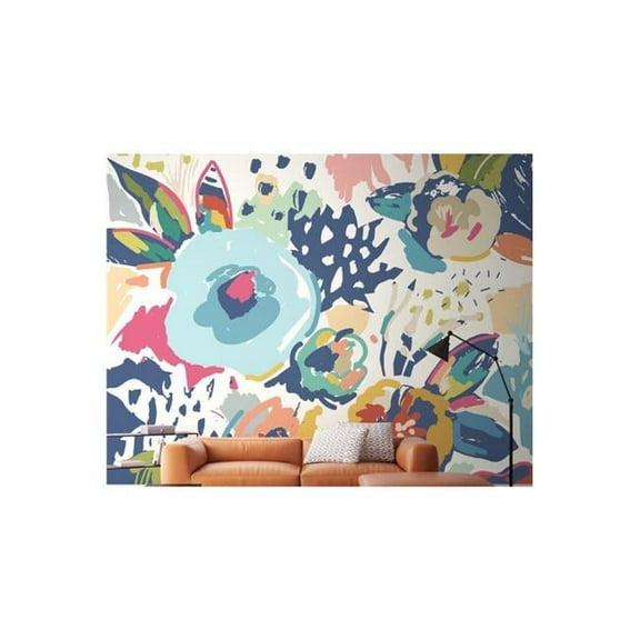 9 ft.-10 in. x 7 ft.-10 in. Vibrant Abstract Floral Wall Mural