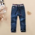thumbnail image 2 of Qopobobo Toddler Boy Jeans Boys Jeans in Premium Stretchable Cotton Denim Slim Fit Cotton Rib Dark Blue,2-3 Years, 2 of 8