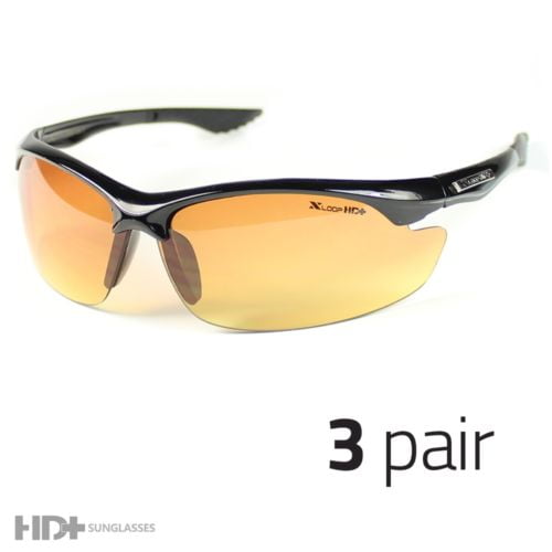 3 Pair Sport Wrap Hd Night Driving Vision Sunglasses Yellow High