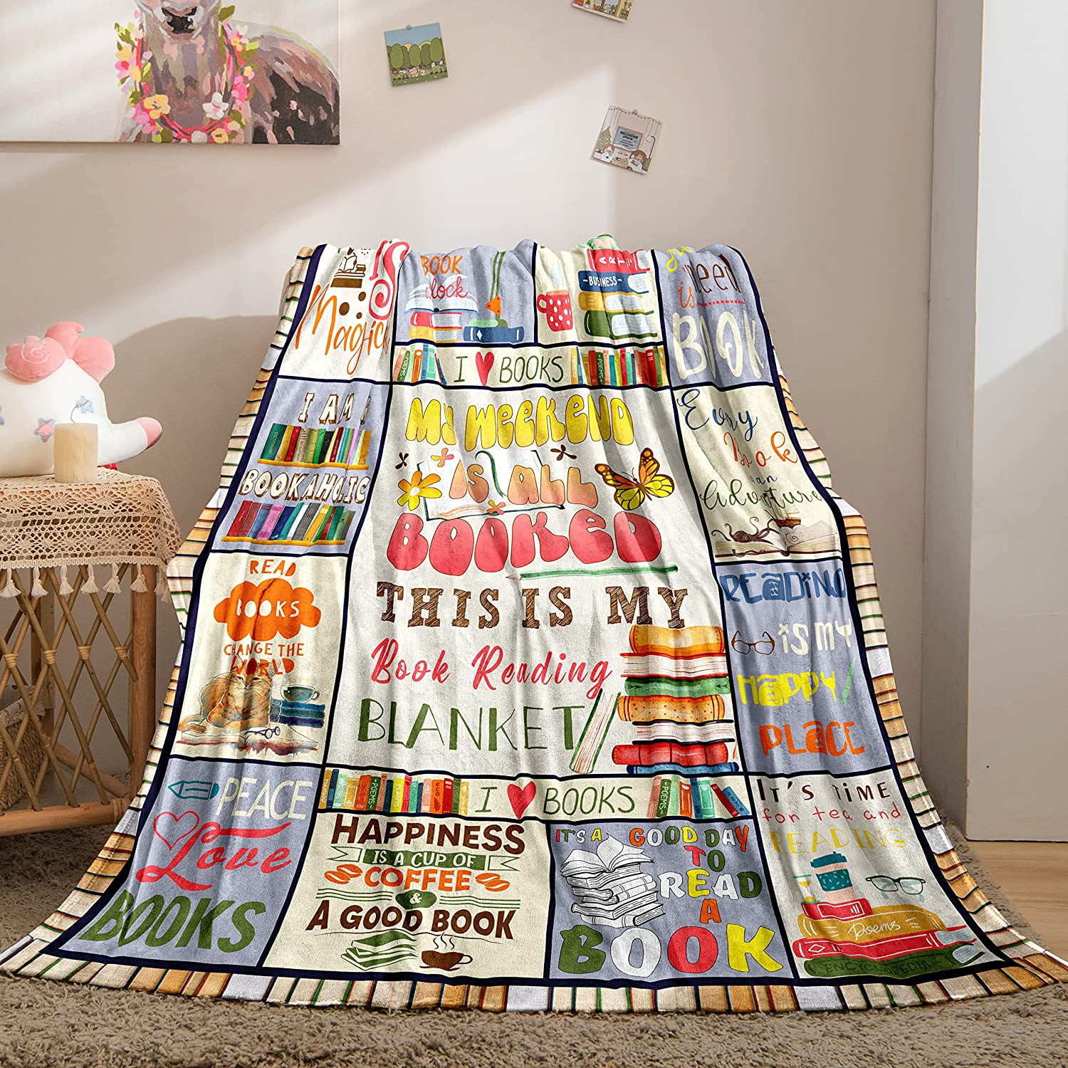 Book Lover Gift Blanket, Book Club Bookworm Gift, Literary Gift Ideas