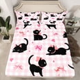 thumbnail image 2 of Castle Fairy Kids Children Teens Cute Black Cats Full Size Sheets 4-Piece,Cartoon Ribbon Bow Knot Breathable Bed Sheets,Kawaii Geometric Plaid Lightweight Sheet Sets,Luxury Bedroom Decor, 2 of 7