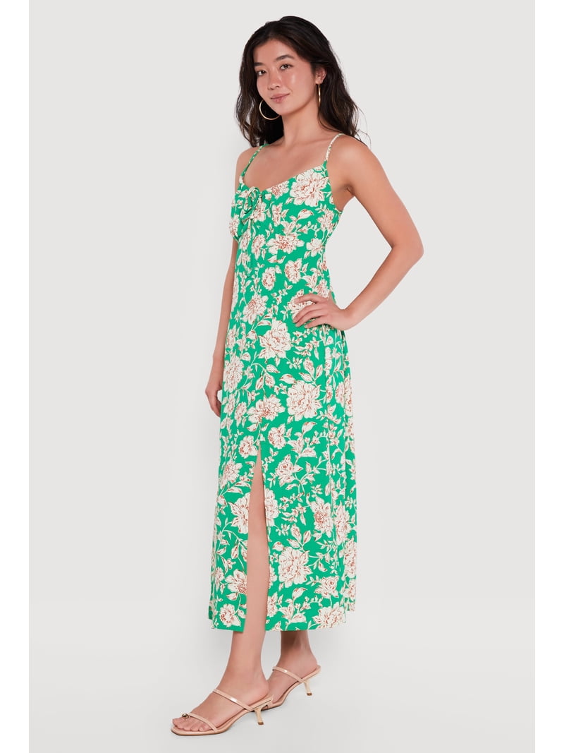front slit midi dress Vintage Front Cross Hollow Slit Midi Dress