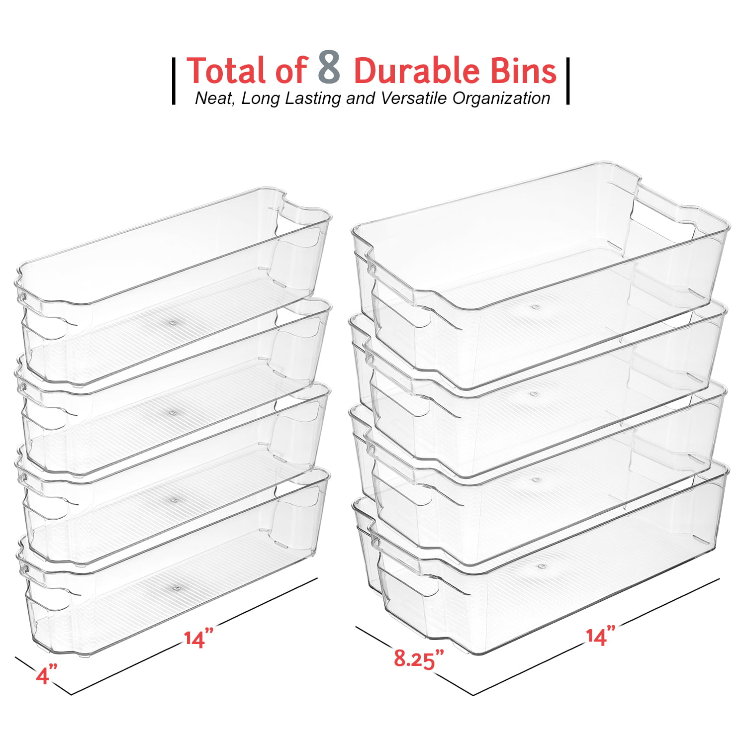 StorageMaid Stackable Storage Fridge Bins - Refrigerator Organizer Bins for  Fridge, Freezer, Pantry and Kitchen. Includes Bonus Magnetic Dry-Erase  Whiteboard & …