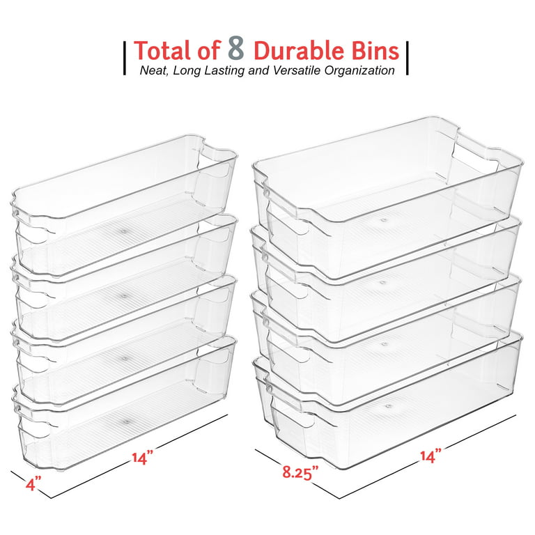 Stackable Storage Fridge Bins - Refrigerator Organizer Bins for Fridge,  Freezer, Pantry And Kitchen. Includes Bonus Magnetic Dry-Erase Whiteboard &  Markers Set (9-Piece Set) 