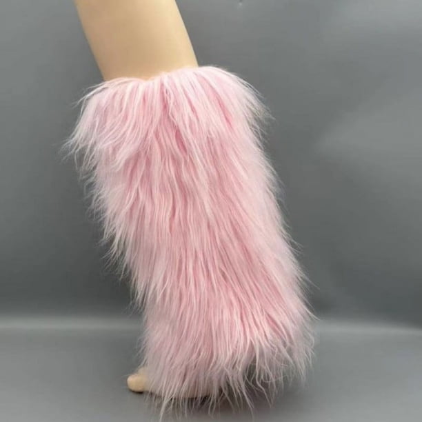 Conjunto de botas de piel sintética, calcetines cortos mullidos, conjunto de piernas de felpa para otoño/invierno, conjunto de zapatos largos y versátiles de piel de zorro