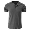 thumbnail image 2 of PEASKJP Mens Casual Henley Shirts Short Sleeve Athletic Workout Shirt Gym Muscle Slim Fit Basic Tops (Grey,S), 2 of 7