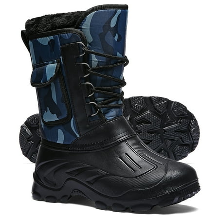 

Snow Boots for Men Outdoor Mid-Calf Winter Warm Snow Shoes with Detachable Insert Liner