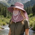thumbnail image 2 of Lispipm Fishing Hat for Women Outdoor Wide Brim Caps with Face and Neck Cover Wide Brim Breathable Bucket Hats for Garden Work Red, 2 of 5