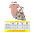 thumbnail image 5 of Gustave 3Pcs Baby Girls Ruffle Romper Jumpsuit Floral Suspender Skirt & Headband Infant Short Sleeve Outfit Set, Pink, 5 of 5
