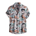 thumbnail image 1 of Camisas s Para Hombre Slim Fit Vuelta a la manga Camisa corta de Vintage Camisa Button Men's Casual Men Shirts (Orange, XXL), 1 of 6