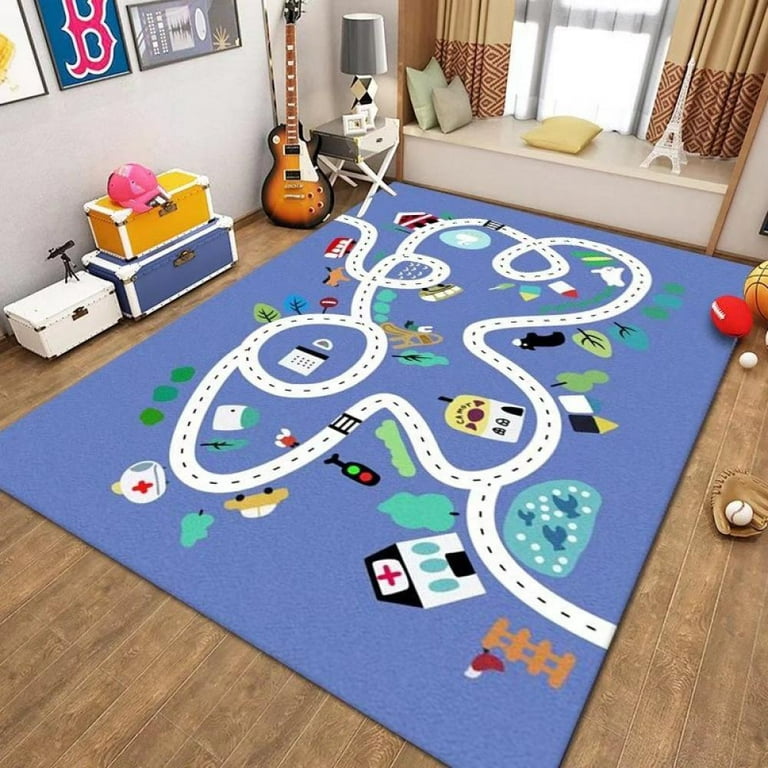 Child Early Education Rugs Cartoon Car Track Carpet Floor Mat Crawling  Carpet Game Mats Non-slip Pads