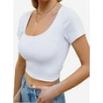 thumbnail image 3 of Lightweight Crop Tops Stretchy Slim Fit Workout Shirts for Women, 3 of 6