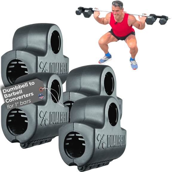 Dualbell Dumbbell Converters Superset Black - Connect Dumbbells to Barbell, Barbell Adapters for Home Gym