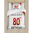 thumbnail image 3 of 80th Birthday Duvet Cover Set King Size, Birthday Party Invitation with Abstract Floral Backdrop for Elderly People, Decorative 3 Piece Bedding Set with 2 Pillow Shams, Multicolor, by Ambesonne, 3 of 3