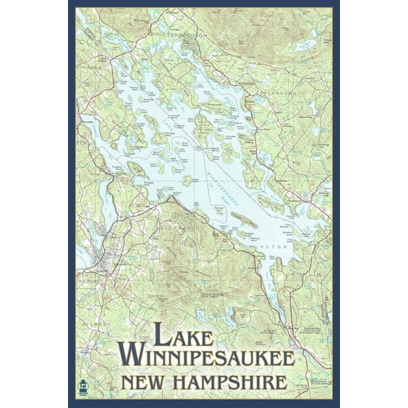 Art.com Lake Winnipesaukee, New Hampshire - No Icons Art Print by Lantern Press, 12" x 18"
