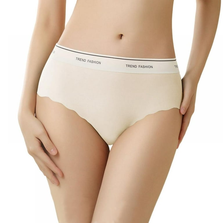 Pack of 4-Woman Ice Silk Mid-Waist Laser Cut Underwear Seamless Panties