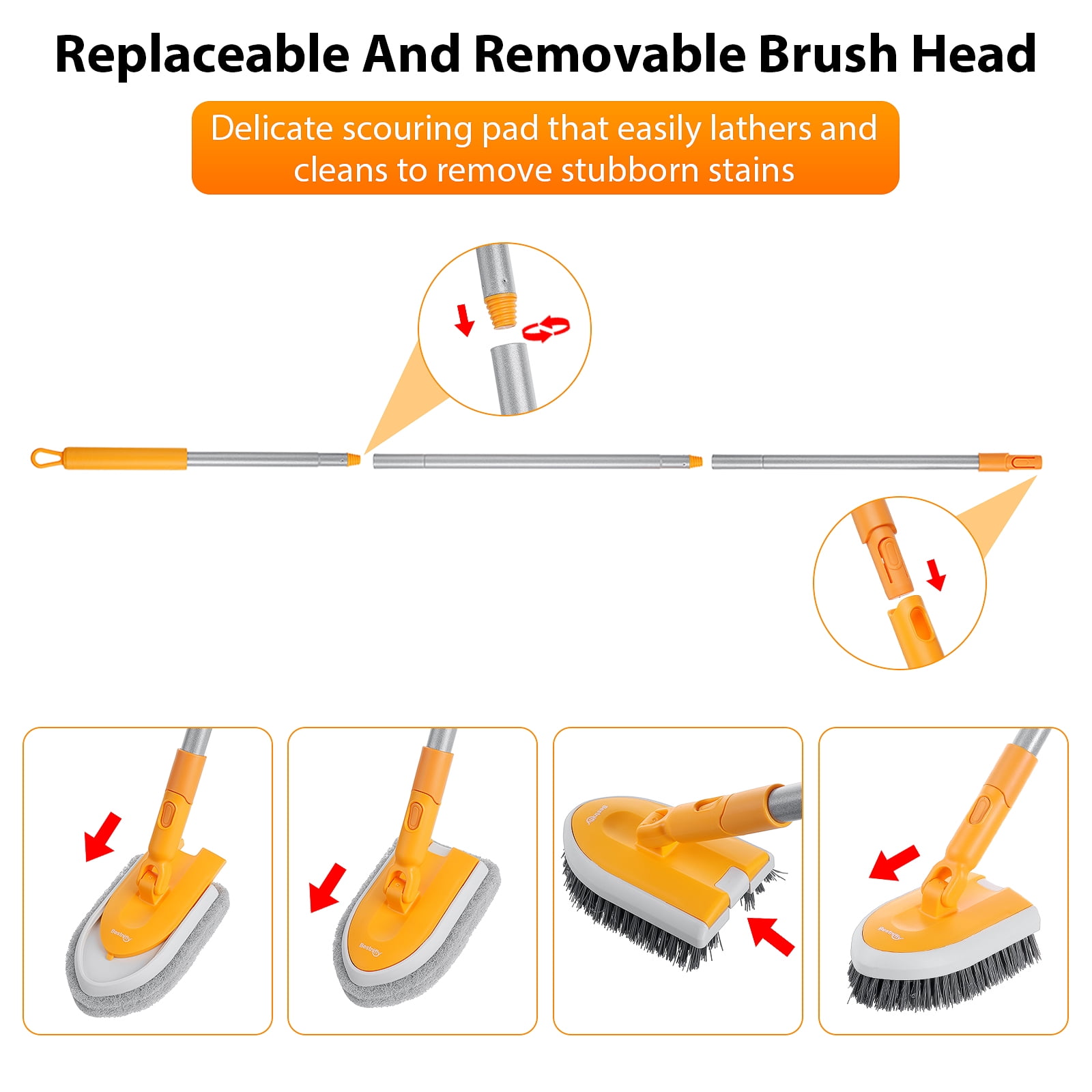 Birdwell Cleaning 473-48 Polypropylene Bristle Handheld Curved Scrubber  Brush: Block Style Hand Scrub Brushes (075155004739-1)