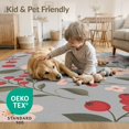 thumbnail image 4 of ODIKA 2'x3' Gray Red Soft Cherry Blossom Design Washable Accent Rug Elegant Floral Pattern with Modern Charm for Bedroom, Nursery, RV, Pet Friendly, Bedside Mat, 4 of 7