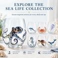 thumbnail image 3 of Artisanal Blue Ringed Octopus Glassware, 3D Octopuses Stemless Wine Glasses, Handcrafted Marine Animal Bar Glass for Coastal Home Decor Ocean Lovers, 3 of 9