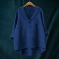 thumbnail image 2 of Chemise Décontractée en Mélange de Lin Coupe Ample Col Rond Style Élégant, 2 of 3