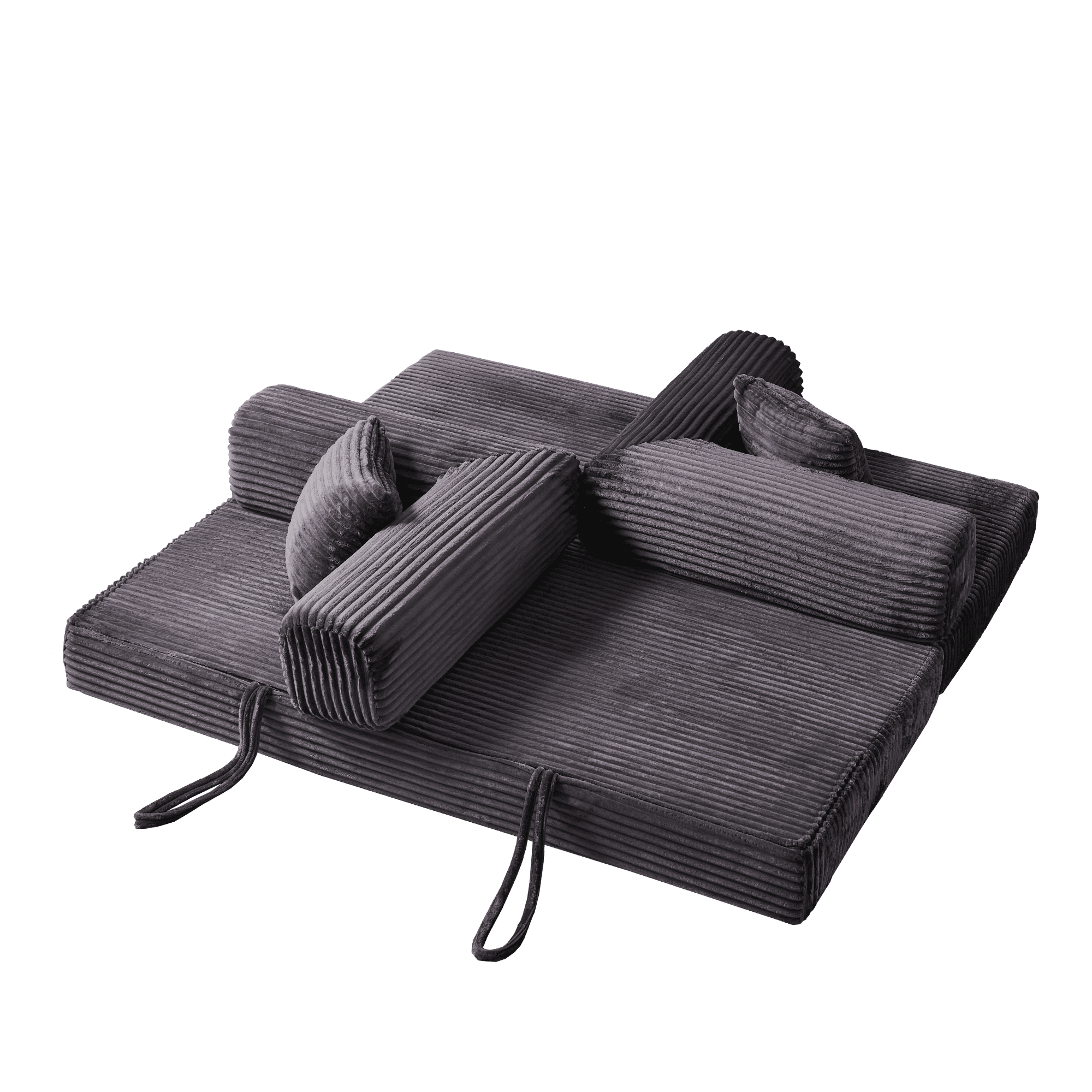 BSHTI 4-in-1 Modular Convertible Sofa Bed – No Assembly Required, Vacuum Compressed, High-Density Foam, Corduroy Fabric, Foldable Floor Couch, Space Saver, for Apartment Dorm Office