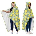 thumbnail image 2 of Wearable Blanket,Yellow Lemon Fruit Leaves White Pattern Hooded Wearable Flannel Blanket for Adults & Teens with Buckle,Winter Poncho Shawl Wrap Cape,50"x60", 2 of 5