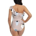 thumbnail image 6 of Yiaed Cute Hand Drawn Bear Print Women One Piece Swimsuits Tummy Control One Shoulder Bathing Suits Pattern Ruffle Swimwear-Medium, 6 of 8