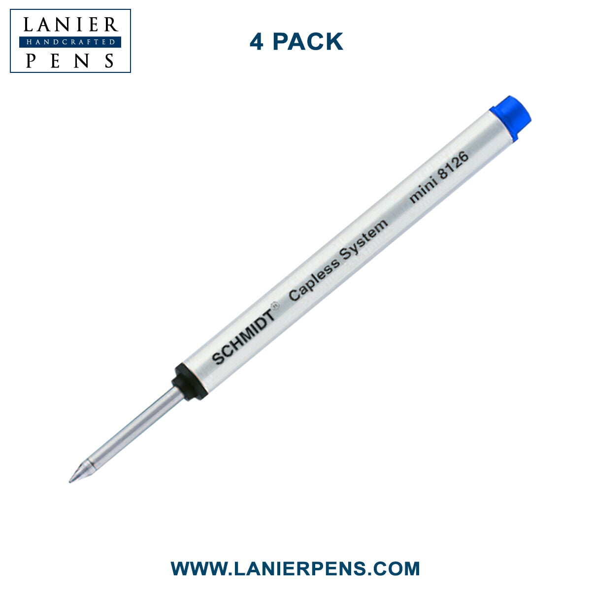 4X Schmidt 8126 Mini Capless System Rollerball Refill Blue Fine Tip
